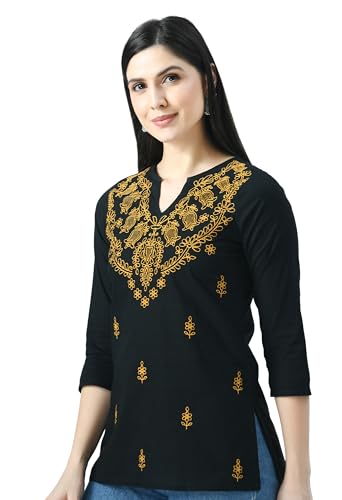 Image of QAZMI Women's Cotton Straight Embroidered Kurti