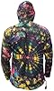 Gheri Tie Dye Cotton Light Summer Hippie Psychedelic Bohemian Grandad Hoodie Black Rainbow Small #3
