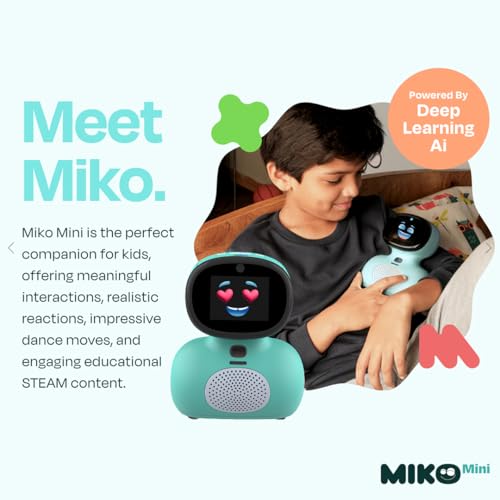 Image of Miko Mini AI Robot | 2 Years Free Max | STEAM Learning for Kids 5+ | Blue