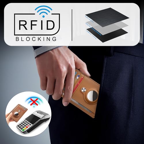 Image of Slim Minimalist Front Pocket Air Tag Wallet, RFID Blocking Card Holder Wallet with Airtag Holder