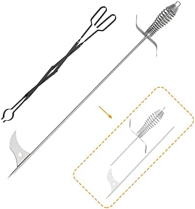 AJinTeby 30" Fire Pit Poker with 26" Fireplace Tongs Log Claw Grabber Fire Pit Tool Kits, 2 Part Assembled Fire Pit Sticker for Outdoor Campfire, Camping, Wood Stove