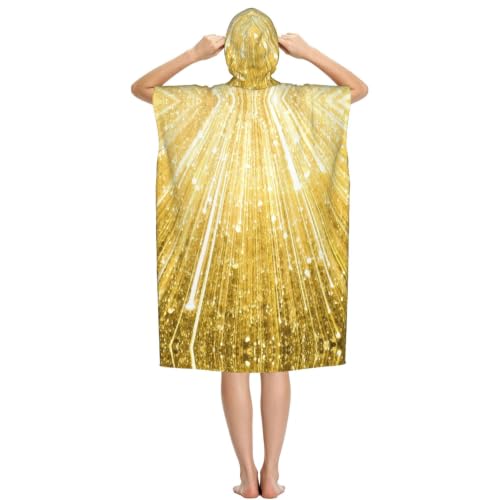 Poncho à capuche imprimé brillant doré en microfibre de qualité