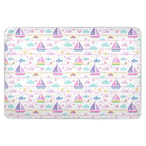 Sailboat Island Cartoon Bed Underpads Highly Absorbent Bed Pad Leakproof Quick Drying Toddler Bedding Products for Children Adults Pets , 52