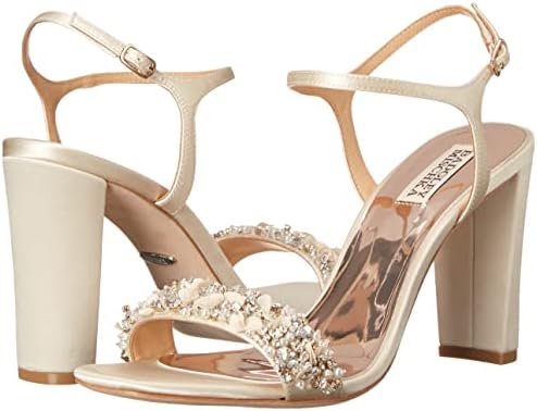 Badgley Mischka Women's Teenie Heeled Sandal, Ivory Satin, 11 | Image 6