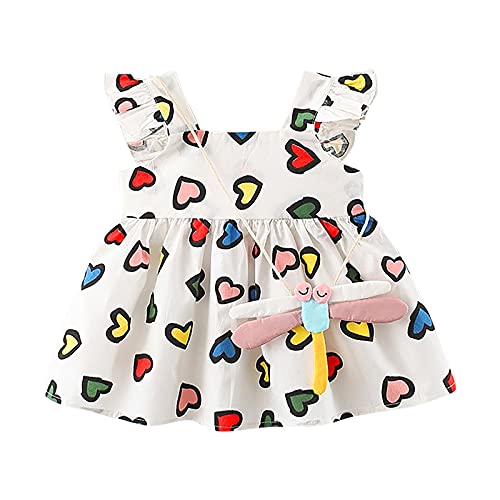 Vestido de coração estampado para bebês e meninas, sem mangas, roupa de princesa, roupa infantil par