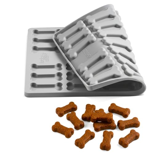 lucky chef Backmatte DIY Hundekekse Großer Knochen Silikon Backform für Hundeleckerlis antihaft & geruchsneutral lebensmittelecht & BPA-frei spülmaschinenfest (Grau)