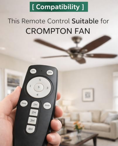 Image of Compatible with Crompton Ceiling Fan Remote Control Wireless for Smart & Easy Operation with Sleep Mode, Timer Mode and Speed Adjustment (Fan Not Included) (Pack of 1 Pc) (Black)