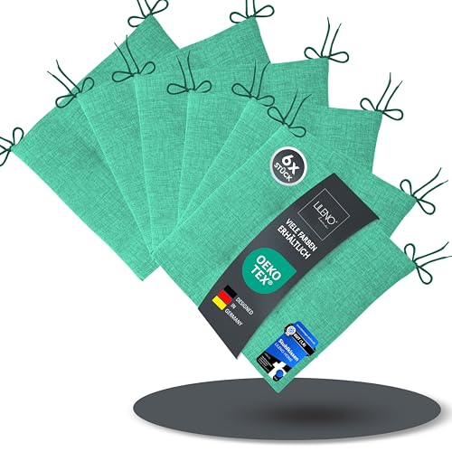 LILENO HOME Lot de 6 coussins de chaise vert turquoise (40 x 40 x 4,5 cm) pour intérieur et extérieur - Confortables - Résistants aux UV