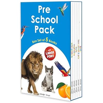 Early Learning Library Pack : Box Set of 5 Books: wild animals, birds, fruits, vegetables, farm animals & pets (Big Board Books Series, Large Font)