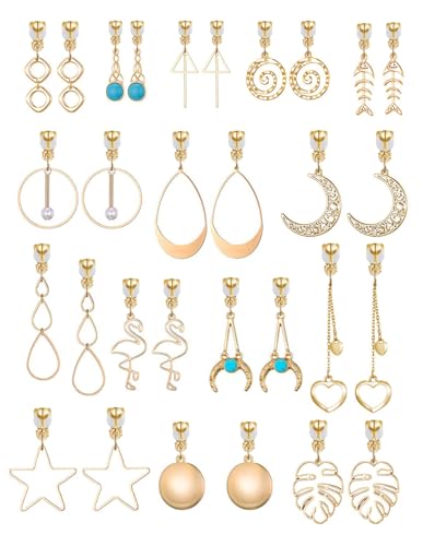 Image of 15 Pairs Multi-style Clip-on Earrings for Women, Hypoallergenic,Ligthweight,Come with Rubber Pads.Non-pierce