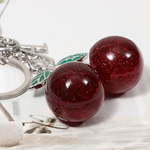 Heart-Shaped Keychain with Initial A-Z and Cherry Charm Bag Charms for Women,Car Accessories