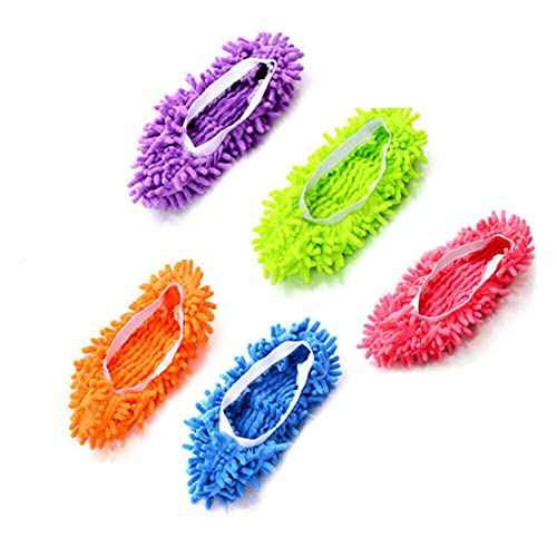 Mop Slippers Floor Cleaning Dust Mopping Shoes Covers Caps Lazy Microfiber Polishing Shoe Foot Socks Slipper Soft Washable Reusable Sock Cover Multifunction Cleaner for House Office Kitchen (1 Pair)