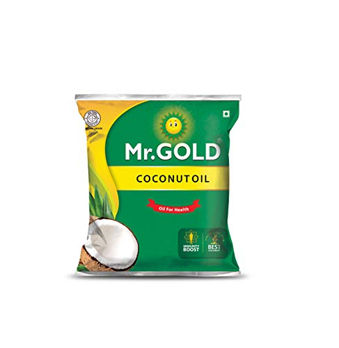 Image of Mr.Gold Coconut Oil Pouch, 500 ML | Pure | Natural | No preservatives | No artificial fragrances | Coconut oil | pure aroma - Total 500ML