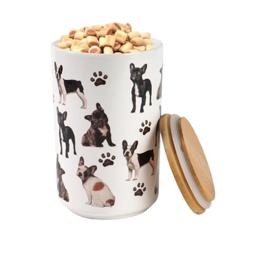 Greenline Goods Premium Dog Treat Ceramic Canister Set – French B...
