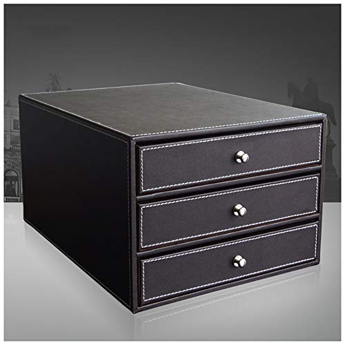 Preisvergleich Produktbild Briefablage Schubladenbox Schubladenschrank 3 Schubladen Leder Schreibtisch Aktenschrank, Dreischichtige Schublade Aufbewahrungsbox Für A4-Dateien, Tischschrank, Für Den Büroeinsatz (Color : Brown)
