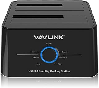 WAVLINK USB 3.0 Dual Bay SATA External Hard Drive Docking Station for 2.5 Inch and 3.5 Inch HDD/SSD Support Offline Clone/Backup Functions - Black, Dual Bag