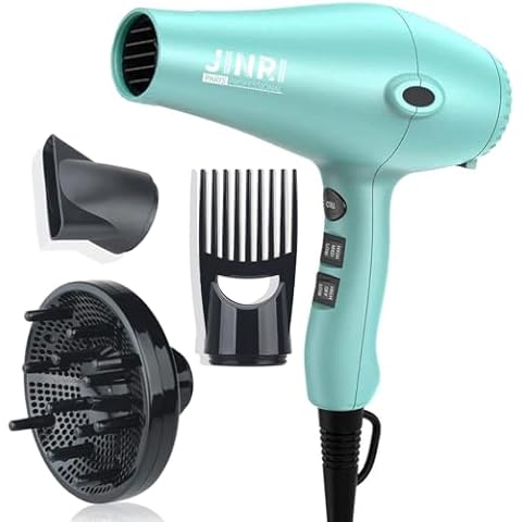 Ionic Hair Dryer 1875w,Fast Dry Low Noise Professional Salon Blow Dryer, Pro Ion Hairdryer with Diffuser/Concentrator for Curly,Straight (Mint Green) Cover