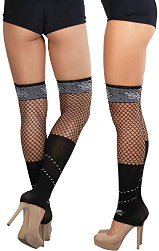 Image of ToBeInStyle Women's Fashion Dimond Net Thigh High Footless Novelty Leg Warmer Hosiery