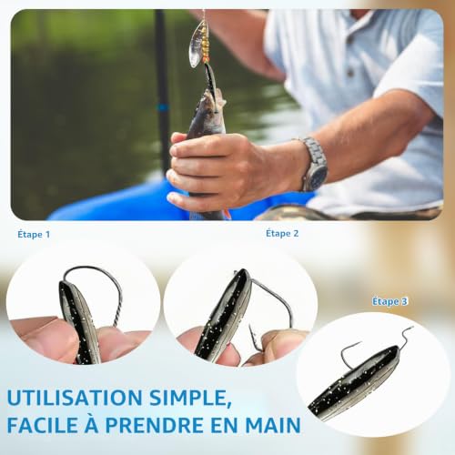 158 Pièces Kit de Leurre Peche Mer avec Leurres Durs leurres Souples Appâts de Surface Kit Appâts Portable et Autres Accessoires pour Bar Truite Eau Douce et Eau Salée Cadeau – vue 7