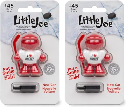Image of Little Joe 96427 I Love Hockey New Car Scent Red Car Air Freshener A /C Vent Clip Uses Alcohol-Free Fragrance Oil is Non-Hazardous and Non-Toxic Plastic, Pack of 2