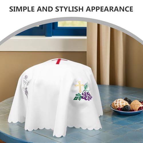 Mantel redondo para comunión LIFKOME bordado blanco y protector para mesas de ceremonias 6