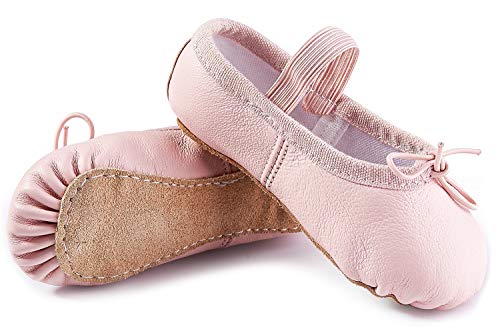 DIPUG Ballet Shoes for Girls Ballet Slippers Genuine Leather Toddler Ballet Shoes Dance Shoes for Girls Pink Kids Ballet Shoes (3 Little Kid, Pink)