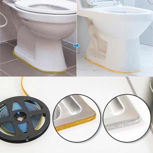 Ceiling Molding Peel and Stick, Self Adhesive Flexible Trim Caulk Tape Sealant Strip for Stove Sink Toilet Wall Corner Tile Edge Bathroom Kitchen (Gold)