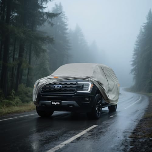 Image of Kayme Heavy Duty SUV Car Cover Custom Fit Ford Expedition MAX EL LWB Waterproof All Weather for Automobiles, Full Exterior Covers Sun Rain UV Protection.（Deliver About 3-10 Days）