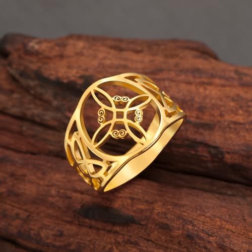 TEAMER Witches Knot Ring - Stainless Steel Celtic Amulet Vintage Jewelry For Women4