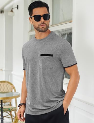 Hardaddy Men's Color Block Pullover Crew Neck Short Sleeve Tee Shirts with Pocket3