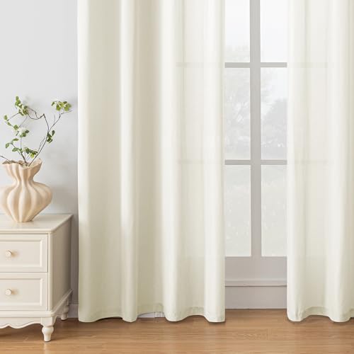 Visillos dormitorio modernos Ystyle beige de voile con ojales 7