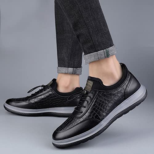 Men's Thick-Soled Lace-up Crocodile Leather Sneakers Comfort Breathable Waterproof Casual Thick Bottom Shoes Walking Softsole Business Oxford Sports Shoes2