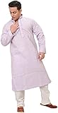 Exotic India Plain Khadi Kurta - Color Pastel Lilac Size 38