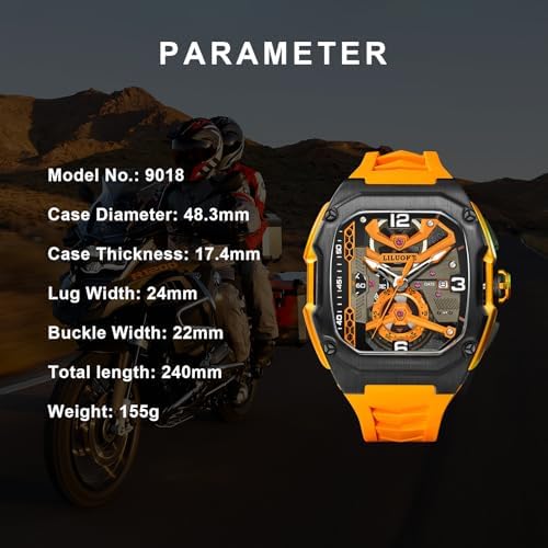 LILUOKE Mens Watches, Wrist Watches Luminous Design, Big Face Fashion Quartz Black Watch 30ATM, Casual Watch for Men Unique Gifts for Men (DT-LK9018G-01) — view 5