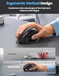 TECKNET Vertical Ergonomic Mouse, Bluetooth Wireless Rechargeable Mouse with 3 Modes(BT5.0/3.0 + 2.4G), 4800 Adjustable DPI, Easy to use, Silent Mouse for Laptop, Desktop, PC, Mac, iPad - Black