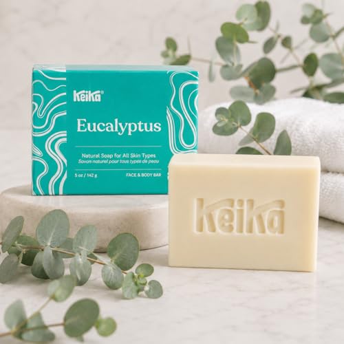 Image of Keika Eucalyptus Soap Bar for Face & Body, Natural Refreshing Spa Bath & Shower Cleanser, 5 oz.