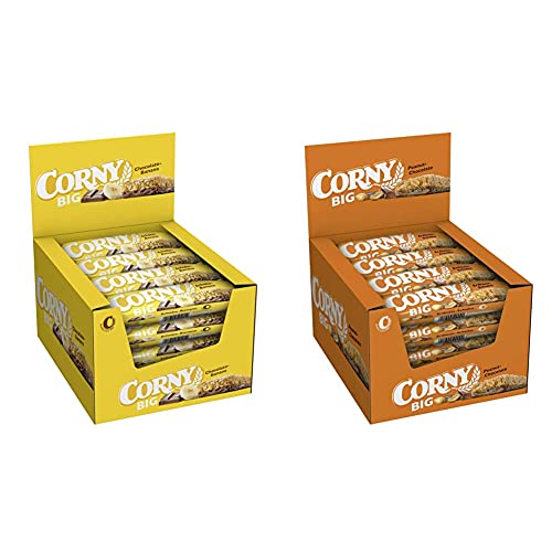 Corny Big Schoko-Banane, Müsliriegel, 24er Pack (24 x 50g) & Big Erdnuss-Schoko, Müsliriegel, 24er Pack (24 x 50g)