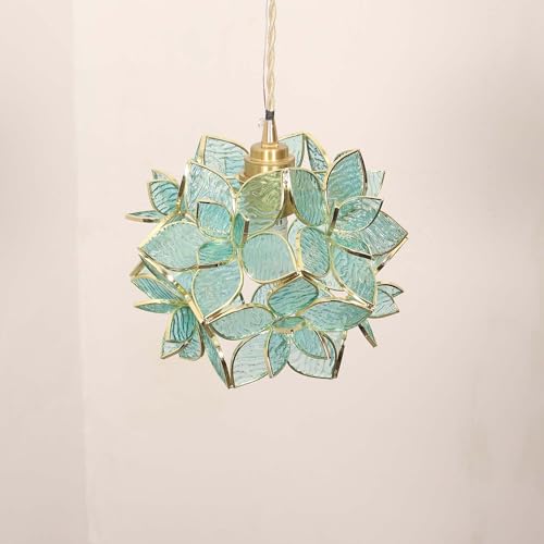 Bieye PETAL S Tiffany Style Stained Glass Ceiling Pendant Light With 8-Inch Wide Lampshade  thumb #3