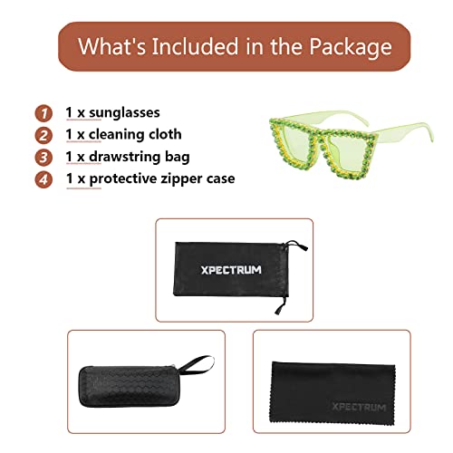 Image of Xpectrum Sparkly Diamond Sunglasses Bling Square Frame Festival Disco Rhinestone Accessories