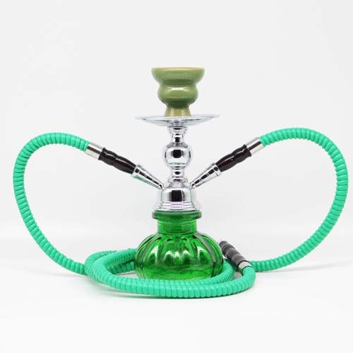 水タバコ シーシャ フーカ Shisha Hookah セット水パイプ お洒落なパンプキン型ミニサイズShisha 2人用 フーカー ボング 水たばこ (Green)