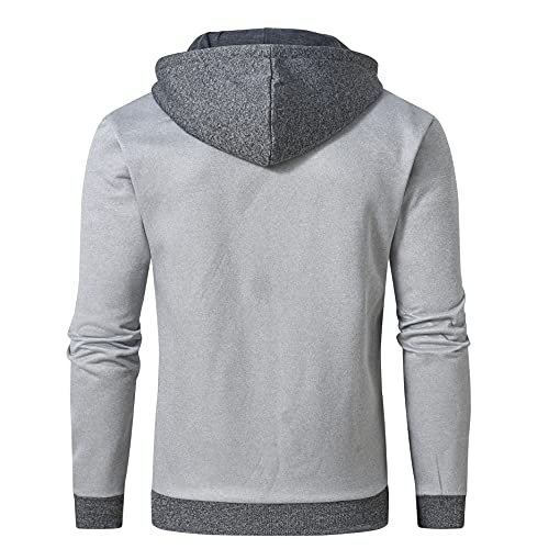 Image of YuKaiChen Men's Hooded Jacket Slim Fit Double Zipper Turtleneck Fleece Hoodie Outerwear