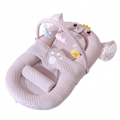 Bxzzuisベビーベッド、 折りたたみ式 ベッドインベッド 添い寝 、 、 新生児バイオニックベッドを傾ける、 折りたたみ 携帯型ベビーベッド 、 通気性 洗濯可能 出産祝い 持ち運び便利 赤ちゃん寝具 (ベビーベッド+スロープマット+おもちゃラック,グ