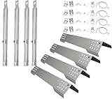 WELL GRILL Brennerabdeckung und Gasgrill Brenner für Rösle Videro G4-S, G4-S Nero, Vario+, 40,2cm Edelstahl Flammenverteiler Brennerrohr Piezozünder für Rösle Grill Zubehör - 4er Pack