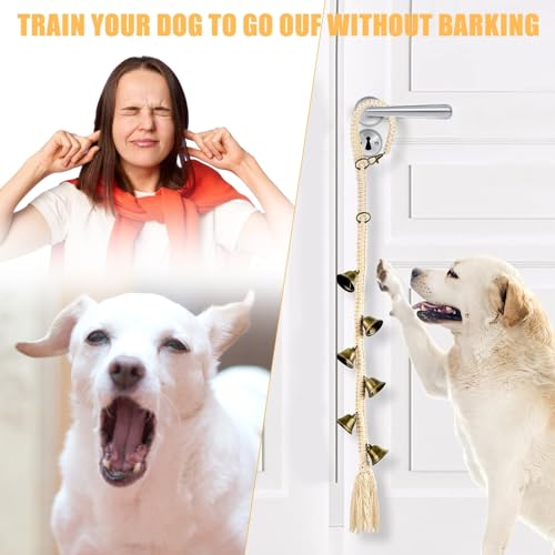 DONGKER Türklingeln für Hunde, Verstellbare Hängende Hundeklingel für Töpfchentraining, Hundetürklingel aus Baumwolle mit 6 extra Lauten Glocken für kleine, mittelgroße und große Hunde