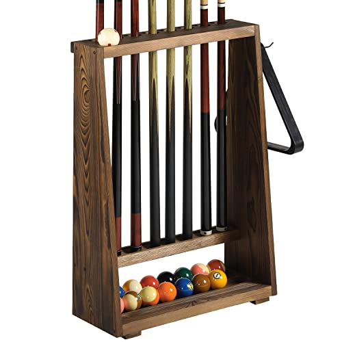 MyGift Freestanding Pool Cue and Ball Storage Rack
