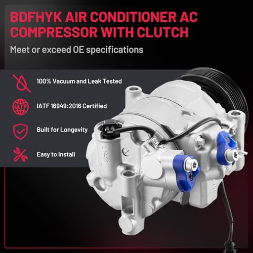 BDFHYK Air Conditioning A/C Compressor with Clutch Compatible with Audi A4 1.8L 2001-2006 2013-2016,2.0L 2005-2007, A5 2008-2019, A3 A4 A5 A8 Quattro, A4 allroad Q7, Replace# 98350