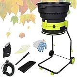 XUXIAO 2500w Compost Shredder Leaf Crusher, Garden Leaf Shredder Chipper, Compost Shredder Leaf Crusher, for Pine Needles, Thatch, and Garden Debris 20MPowerCord