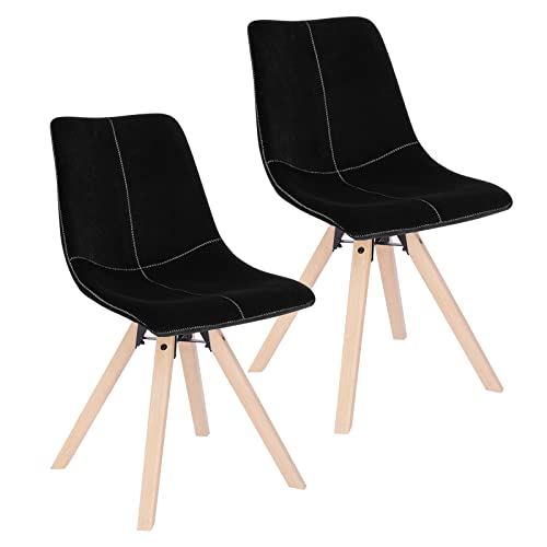 Lestarain Chaises de Salle à Manger Pivotante à 360°, Chaise de Cuisine en Bois, Lot de 2, Siège Rembourré Chaise de Salon en Velours, Nior, Hauteur du Siège 47 cm LCNI112002-2