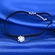 CPSLOVE Damen Halsreife Halskette 925 Silber Ketten mit Kristall Blumen Anhänger für Mädchen Elegante Choker Ketten mit Schwarze Seil Kette