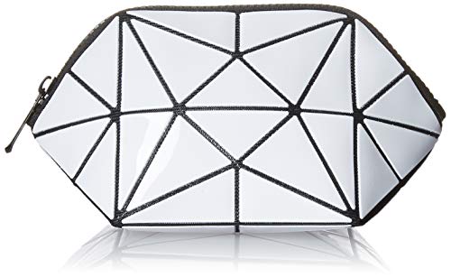 JOJOER Makeup Bag Geometric Travel Cosmetic Bag Foldable Women’s Toiletry Bag Case Makeup Pouch Purse Handbag with Portable Wristband Festival Christmas Gift Choice (White)